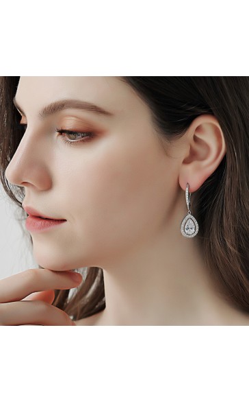 Ladies' Beautiful Alloy With Irregular Cubic Zirconia Earrings