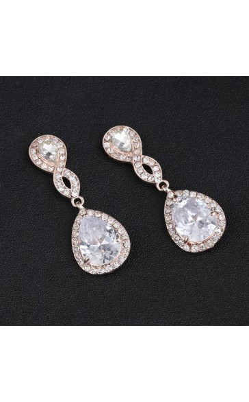 Ladies' Beautiful Alloy With Irregular Cubic Zirconia Earrings