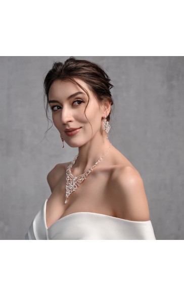 Ladies' Beautiful Alloy With Irregular Cubic Zirconia Jewelry Sets For Bride