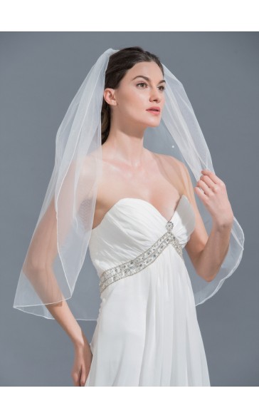 One-tier Elbow Bridal Veils With Beading