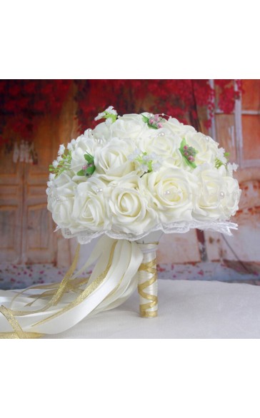 Round Silk Flower Bridal Bouquets -