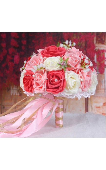 Round Silk Flower Bridal Bouquets -