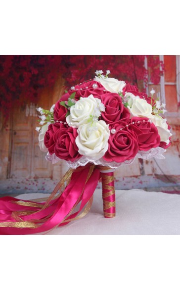 Round Silk Flower Bridal Bouquets -