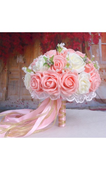 Round Silk Flower Bridal Bouquets -