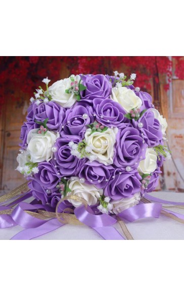 Round Silk Flower Bridal Bouquets -