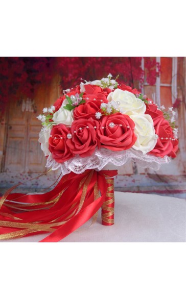 Round Silk Flower Bridal Bouquets -