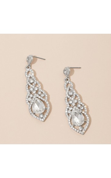 Ladies' Romantic Alloy With Irregular Rhinestone Earrings