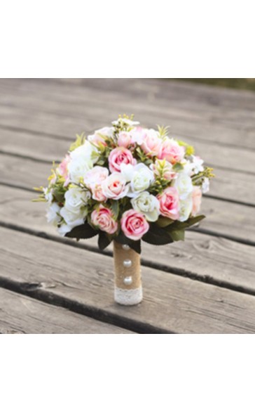 Round Silk Flower Bridal Bouquets -