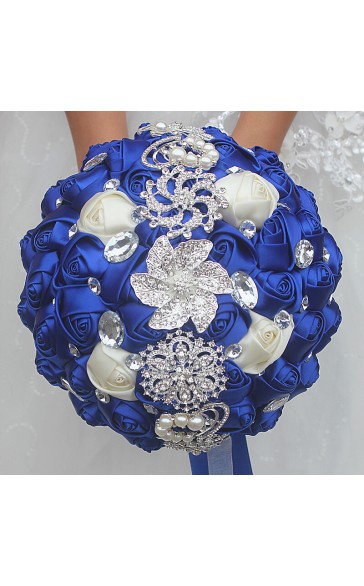 Round Satin/Rhinestone Bridal Bouquets (Sold in a single piece) -