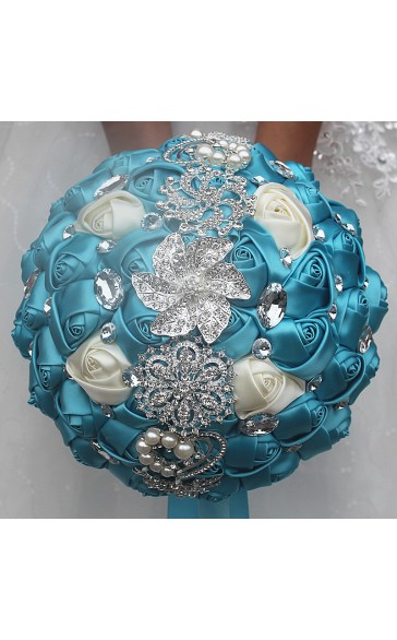 Round Satin/Rhinestone Bridal Bouquets (Sold in a single piece) -