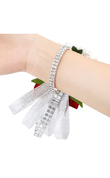 Simple And Elegant Round Silk Flower Wrist Corsage (Sold in a single piece) - Wrist Corsage