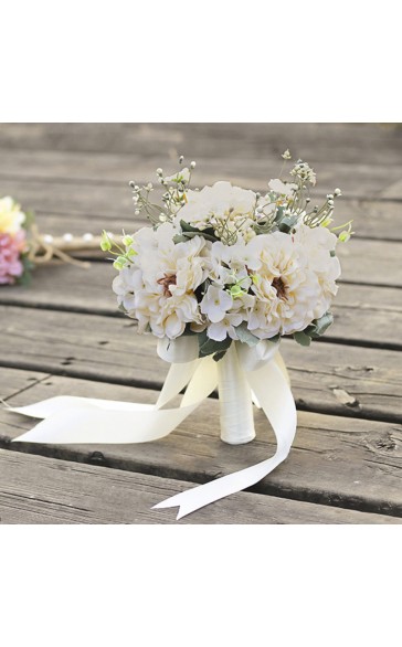 Round Silk Flower Bridal Bouquets -