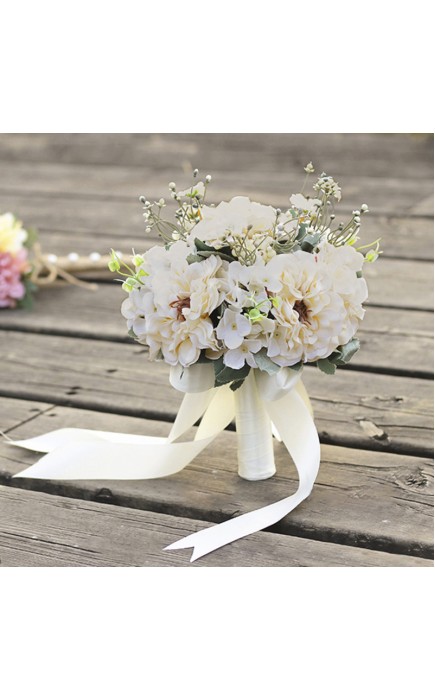 Round Silk Flower Bridal Bouquets -