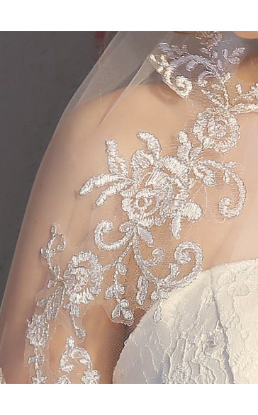 Two-tier Lace Applique Edge Elbow Bridal Veils