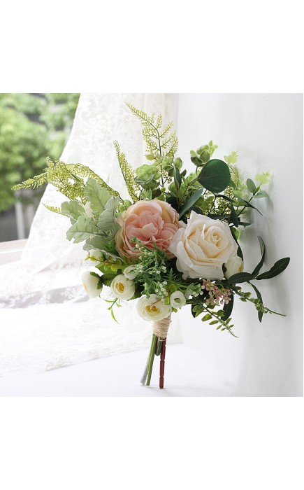 Elegant Free-Form Silk Flower Bridesmaid Bouquets (Sold in a single piece) -