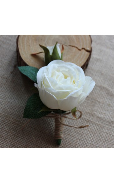 Round Silk Flower Boutonniere (Sold in a single piece) -