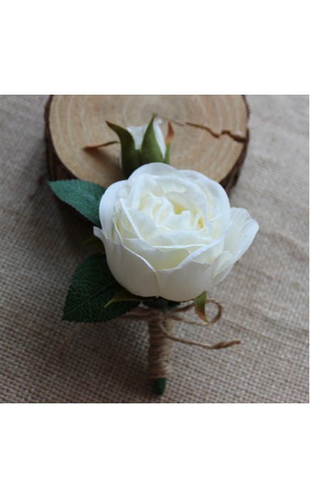 Round Silk Flower Boutonniere (Sold in a single piece) -