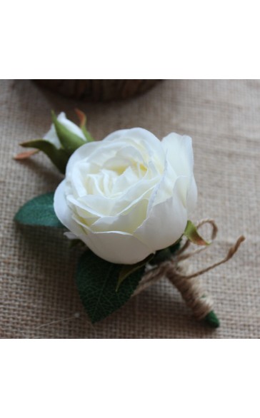 Round Silk Flower Boutonniere (Sold in a single piece) -