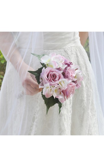 Classic Round Silk Flower Bridal Bouquets (Sold in a single piece) -