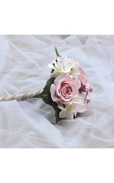 Classic Round Silk Flower Bridal Bouquets (Sold in a single piece) -