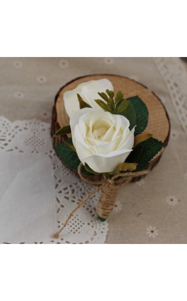 Free-Form Silk Flower Boutonniere (Sold in a single piece) - Boutonniere