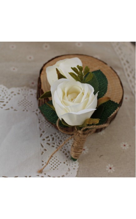 Free-Form Silk Flower Boutonniere (Sold in a single piece) - Boutonniere