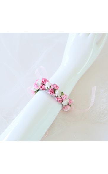 Free-Form Silk Flower Wrist Corsage (Sold in a single piece) -