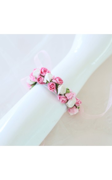 Free-Form Silk Flower Wrist Corsage (Sold in a single piece) -