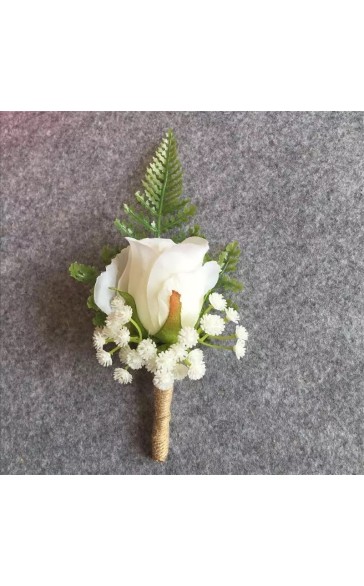 Classic Free-Form Silk Flower Boutonniere (Sold in a single piece) -