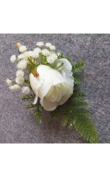 Classic Free-Form Silk Flower Boutonniere (Sold in a single piece) -