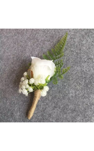 Classic Free-Form Silk Flower Boutonniere (Sold in a single piece) -