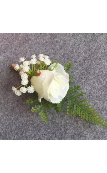 Classic Free-Form Silk Flower Boutonniere (Sold in a single piece) -