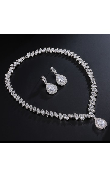 Ladies' Classic Alloy With Irregular Cubic Zirconia Jewelry Sets