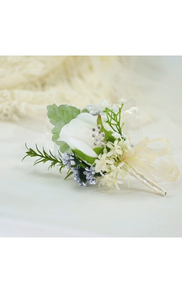 Free-Form Silk Flower Boutonniere (Sold in a single piece) -