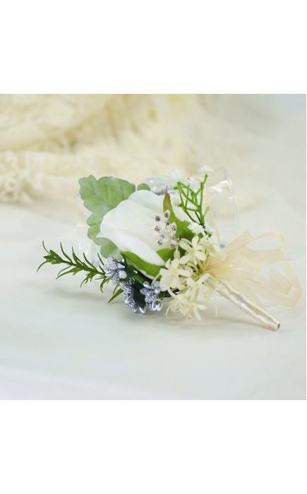 Free-Form Silk Flower Boutonniere (Sold in a single piece) -