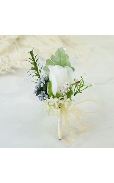 Free-Form Silk Flower Boutonniere (Sold in a single piece) -