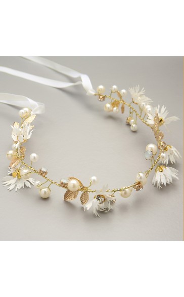 Alloy/Crystal With Flower Headbands (Sold in a single piece)