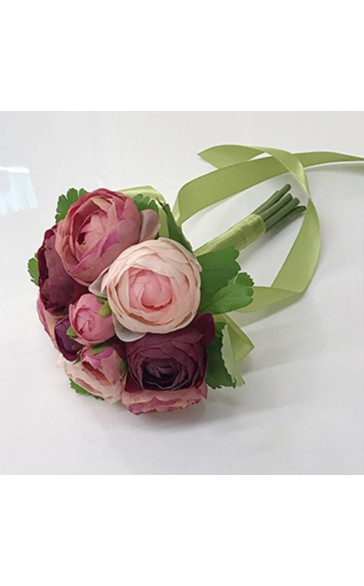 Vivifying Round Silk Flower Bridesmaid Bouquets -