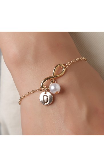 Elegant Alloy With Irregular Pearl Initial Bracelets Bracelets