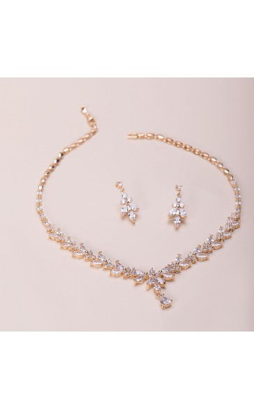 Ladies' Elegant Alloy With Irregular Cubic Zirconia Jewelry Sets