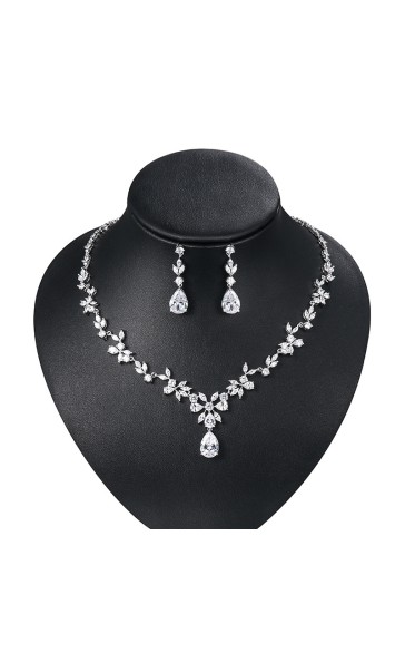 Ladies' Pretty Alloy With Drop Cubic Zirconia Jewelry Sets