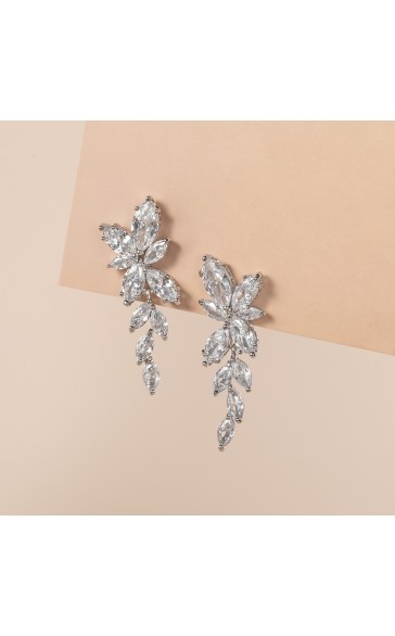 Ladies' Elegant Alloy With Irregular Cubic Zirconia Earrings For Bride/For Bridesmaid/For Mother