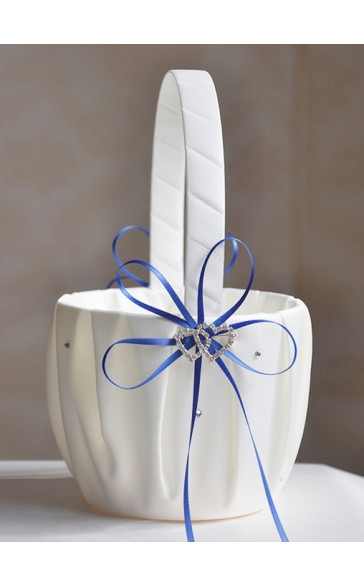 Flower Girl Satin Flower Basket With Ribbon