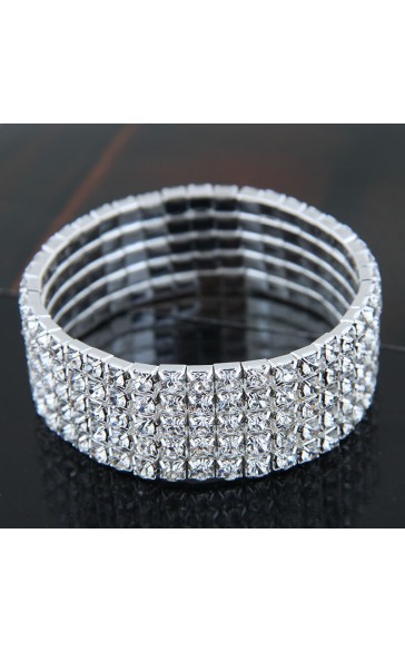 Ladies' Shining Alloy With Irregular Cubic Zirconia Bracelets