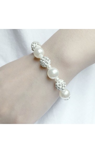 Ladies' Stylish Alloy With Round Pearl Bracelets