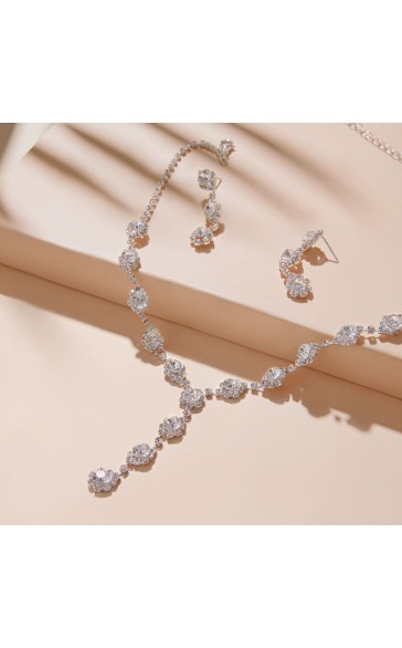 Ladies' Pretty Alloy With Irregular Cubic Zirconia Jewelry Sets