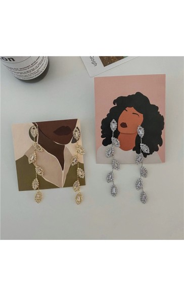 Ladies' Fashionable Alloy With Irregular Rhinestone Earrings