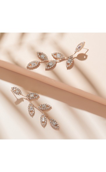 Ladies' Fashionable Alloy With Irregular Rhinestone Earrings