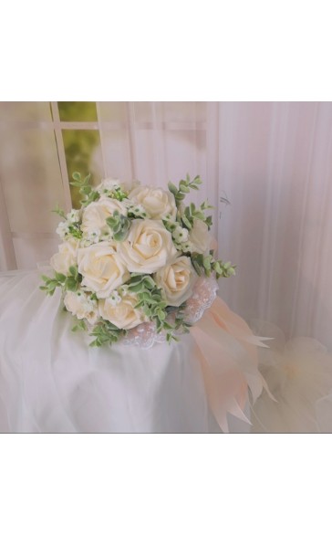 Classic Round Foam Bridal Bouquets (Sold in a single piece) - Bridal Bouquets