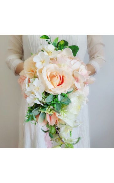 Classic Cascade Silk Flower Bridal Bouquets (Sold in a single piece) - Bridal Bouquets